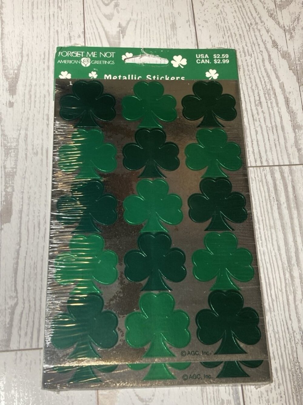 American Greetings St Patricks Day Stickers 4 Sheets Metallic Shamrocks NIP
